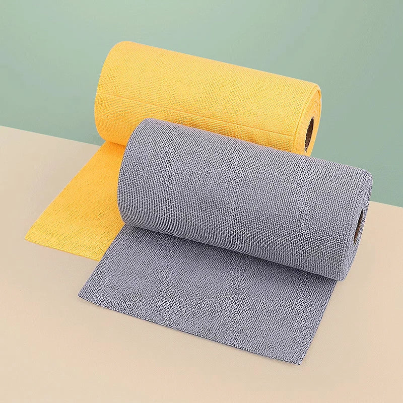 Reusable Microfiber Cleaning Towel Roll – 50-Sheet Eco-Friendly