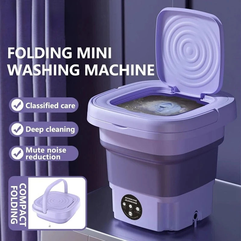 8L Mini Foldable Washing Machine with Spin Dryer – Portable USB Laundry Washer