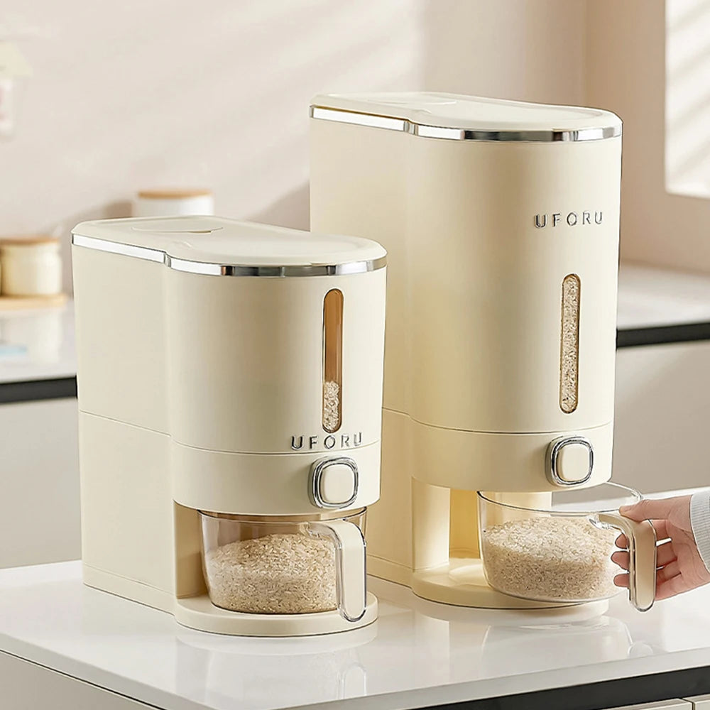 Sealed Rice Dispenser with Measuring Cup – Moisture-Proof Food Storage Container