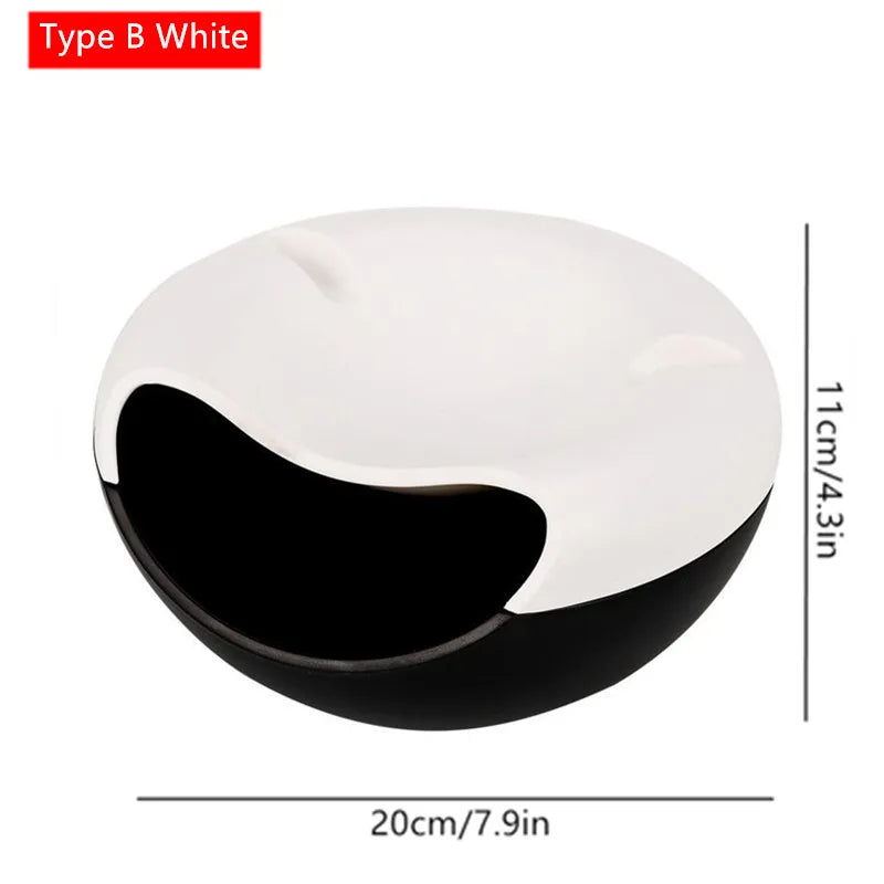 Modern Double-Layer Snack Bowl with Phone Holder – Lazy Fruit & Snack Dish for Living Room