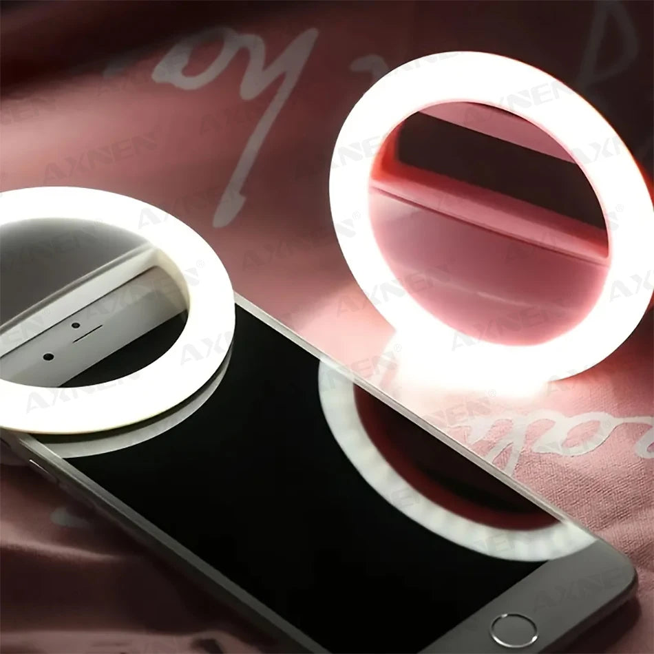 USB Rechargeable LED Ring Light – Clip-On Selfie Light for iPhone, Samsung