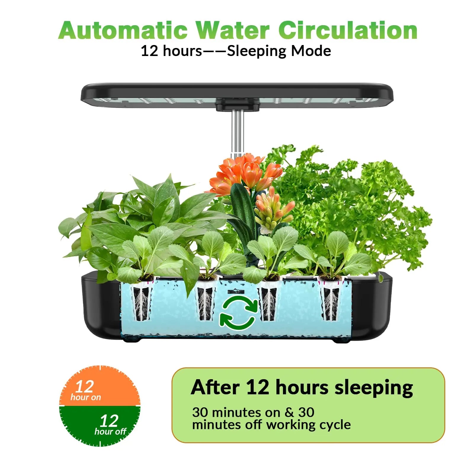 12-Pod Indoor Hydroponic Growing System – Smart Herb Garden with LED Grow Light