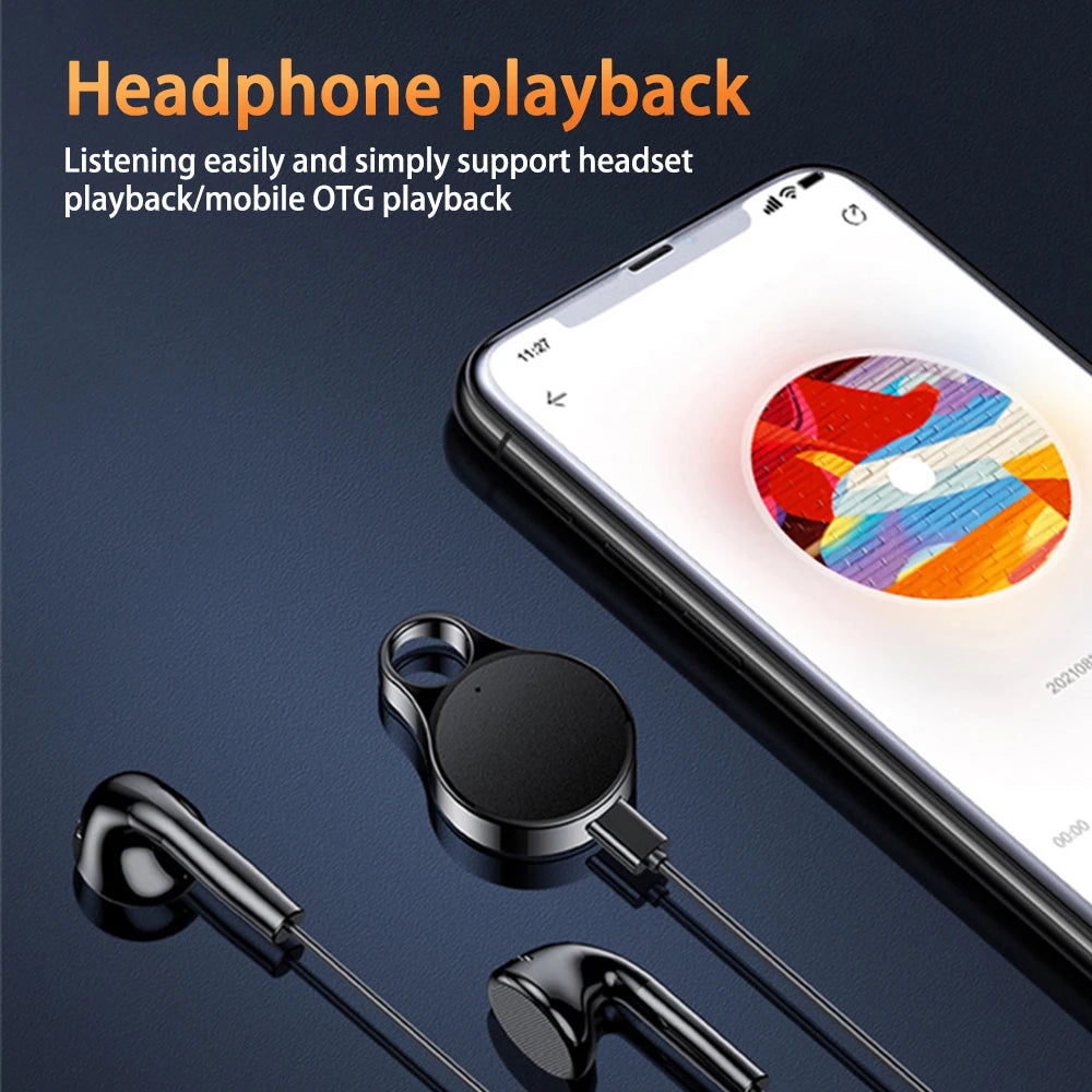 Mini Pendant Voice Recorder – Key-Shaped MP3 Recorder with Voice Activation & Noise Reduction