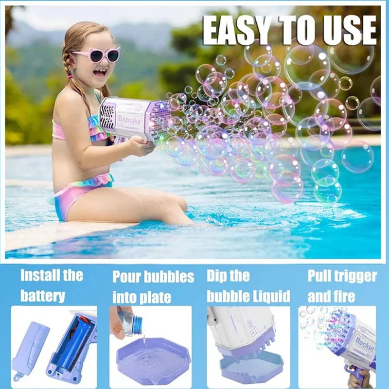 Electric Bubble Gun – 40/69-Hole Bubble Machine Toy for Kids & Adults