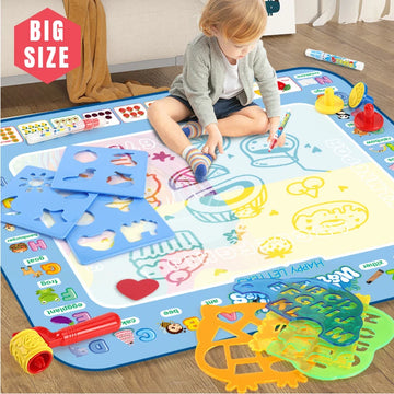 100×80cm Magic Water Drawing Mat – Reusable Coloring Doodle Mat with Pens & Templates