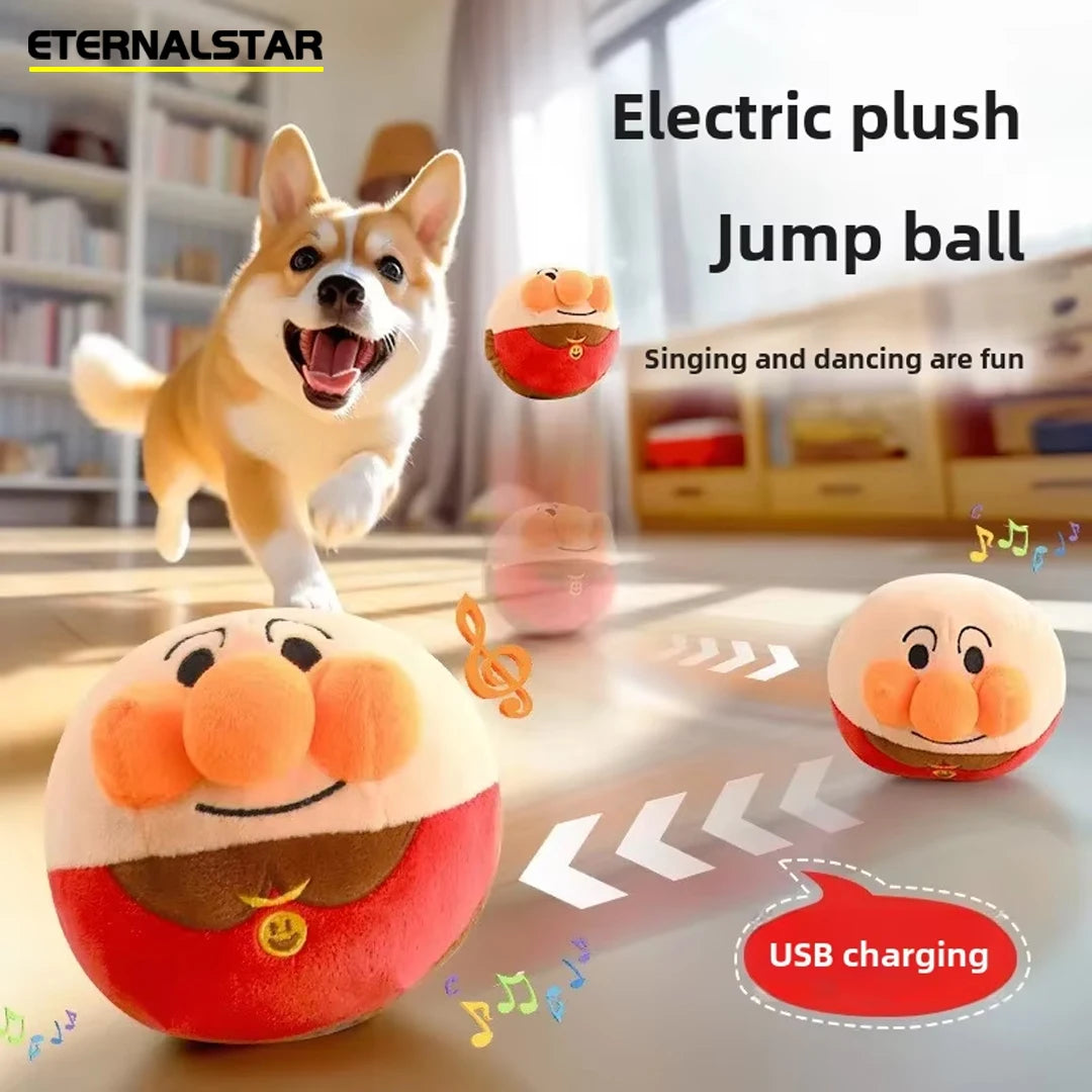 Interactive Plush Jumping Ball – USB Rechargeable Dog Toy