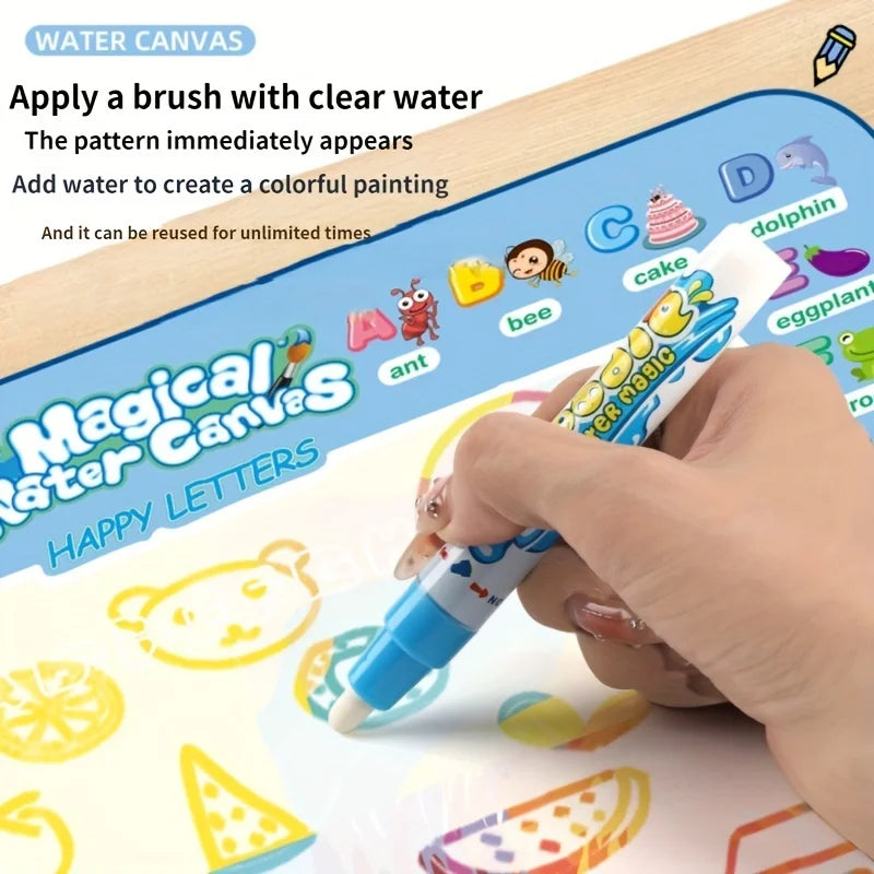 100×80cm Magic Water Drawing Mat – Reusable Coloring Doodle Mat with Pens & Templates