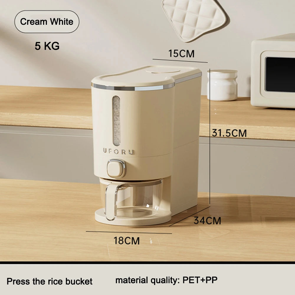 Sealed Rice Dispenser with Measuring Cup – Moisture-Proof Food Storage Container