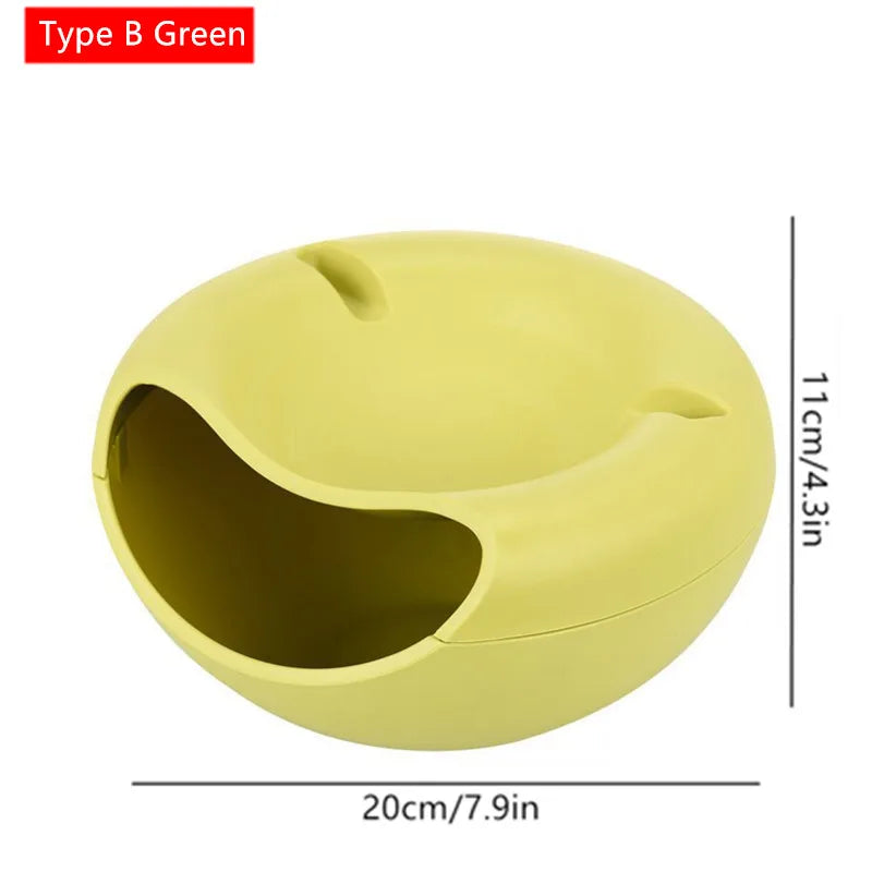 Modern Double-Layer Snack Bowl with Phone Holder – Lazy Fruit & Snack Dish for Living Room