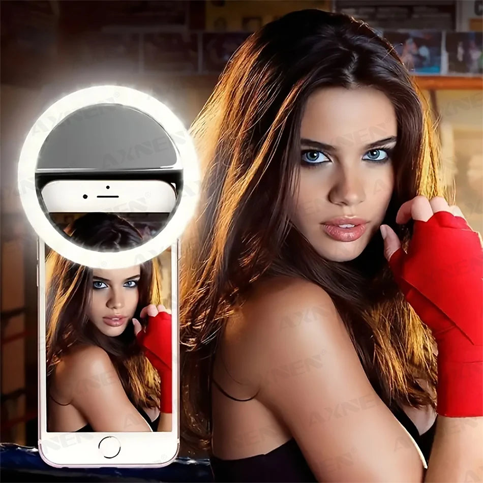 USB Rechargeable LED Ring Light – Clip-On Selfie Light for iPhone, Samsung