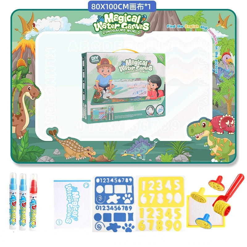 100×80cm Magic Water Drawing Mat – Reusable Coloring Doodle Mat with Pens & Templates