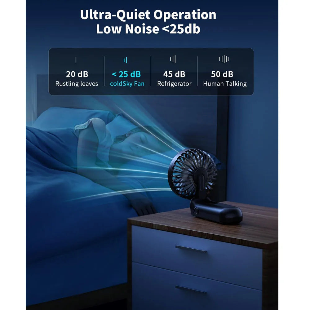 Foldable Handheld Fan – LED Display, 5-Speed Portable Fan with 3000mAh Battery