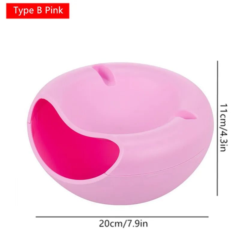 Modern Double-Layer Snack Bowl with Phone Holder – Lazy Fruit & Snack Dish for Living Room