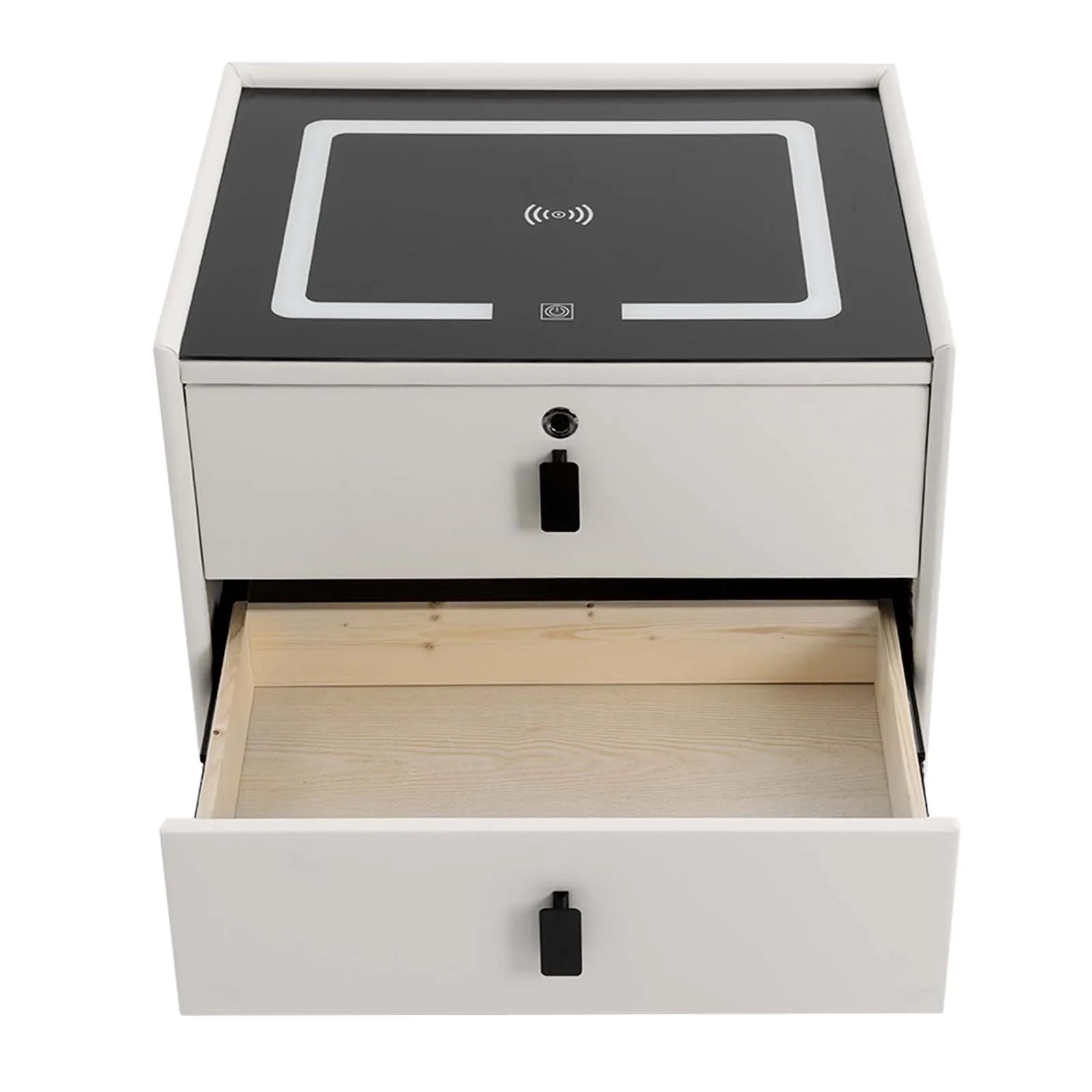 Bedside Table with Drawers, Bluetooth Speaker Smart Bedside Table with Light Usb& Wireless Charging