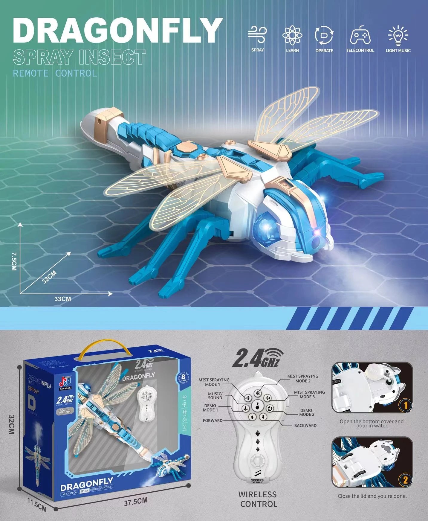 RC Spider Robot Toy – Remote-Controlled Spider with Mist Spray, Lights & Music