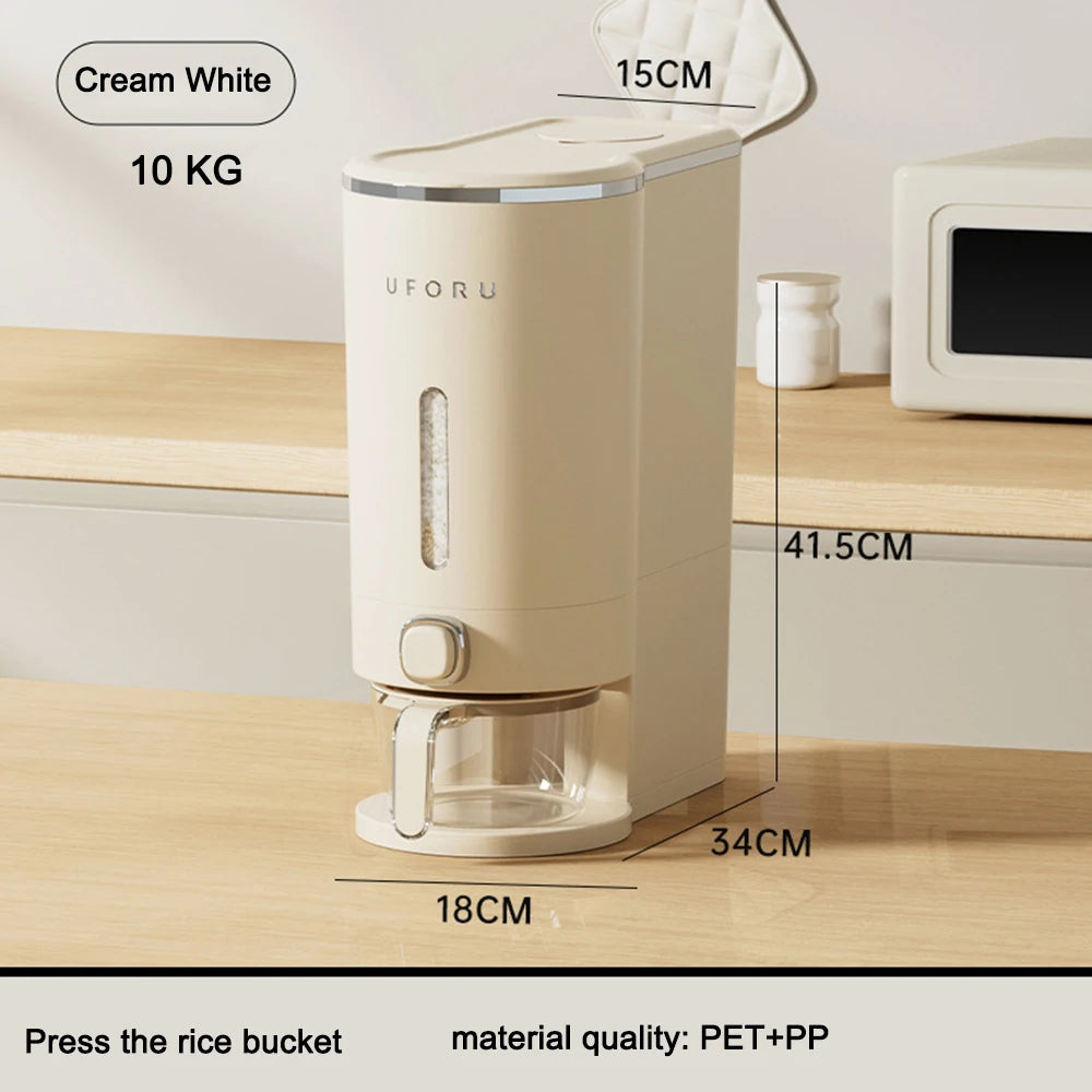 Sealed Rice Dispenser with Measuring Cup – Moisture-Proof Food Storage Container