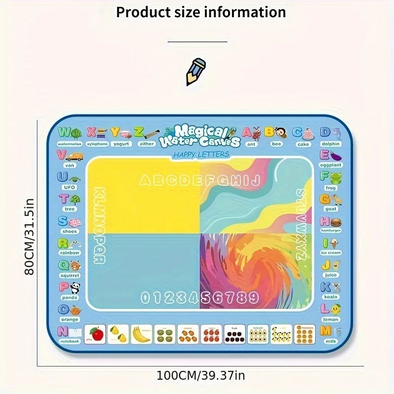 100×80cm Magic Water Drawing Mat – Reusable Coloring Doodle Mat with Pens & Templates
