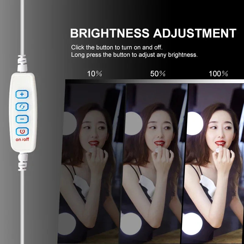 USB LED Vanity Mirror Light Bulbs – Dimmable Makeup Mirror Lights with 3 Color Modes