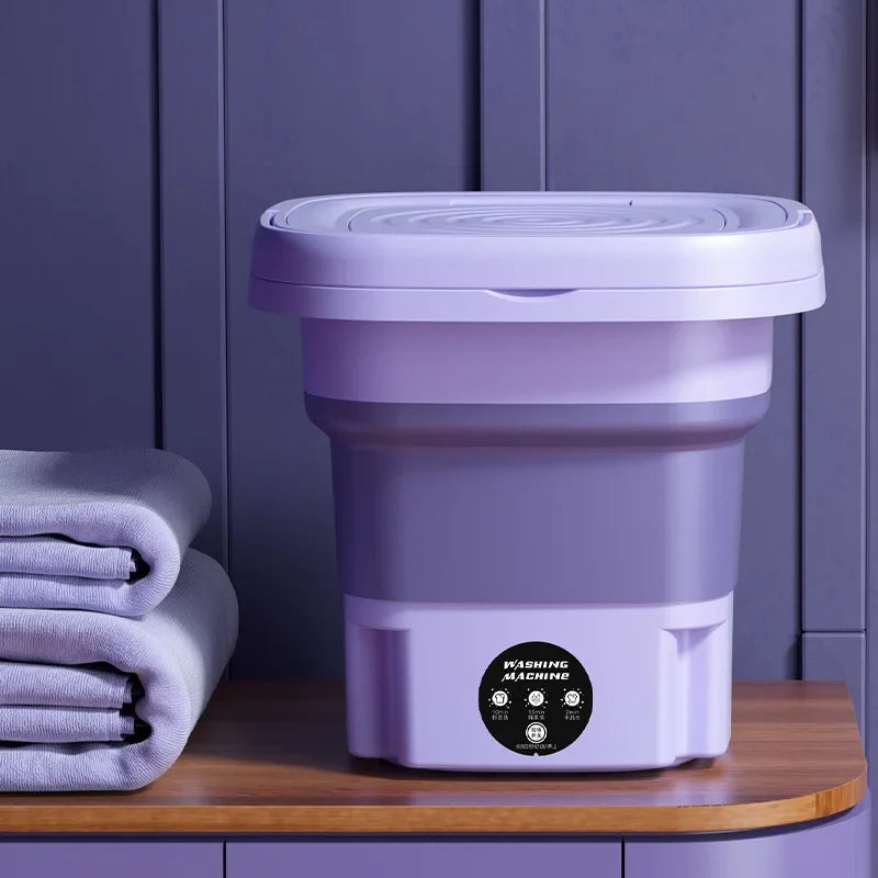 8L Mini Foldable Washing Machine with Spin Dryer – Portable USB Laundry Washer