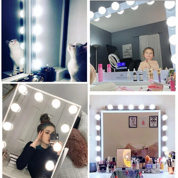 USB LED Vanity Mirror Light Bulbs – Dimmable Makeup Mirror Lights with 3 Color Modes