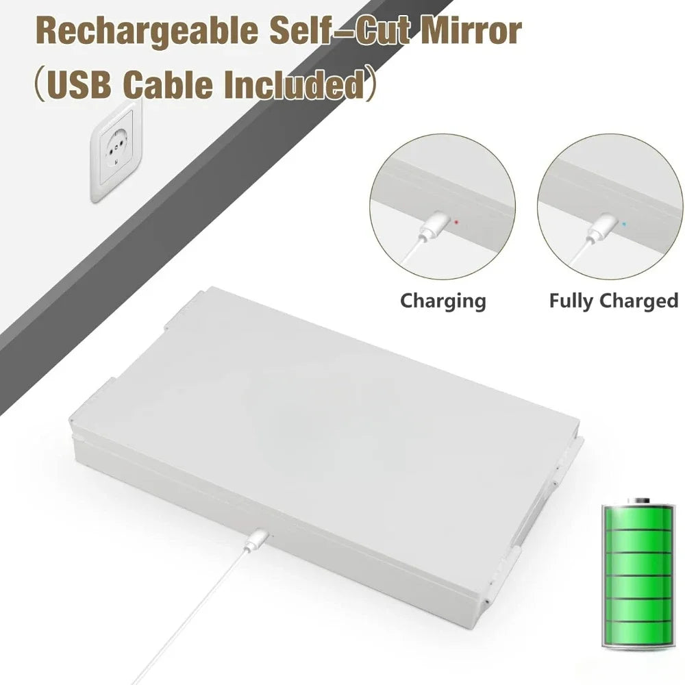 Rechargeable 3-Way LED Mirror – 360° Adjustable Self Haircut Mirror with Lights
