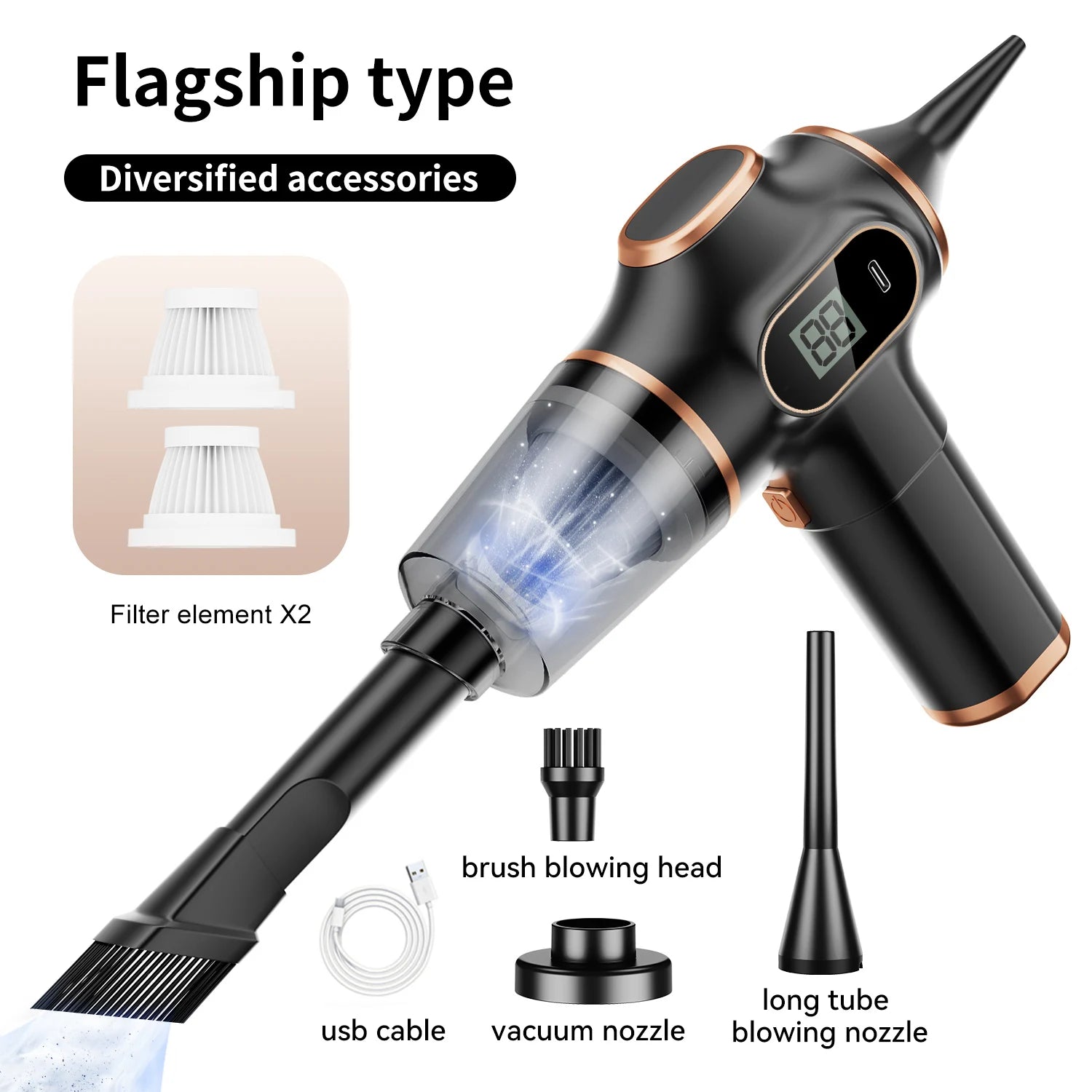 Portable Wireless Car Vacuum Cleaner – 95000PA High-Power Suction