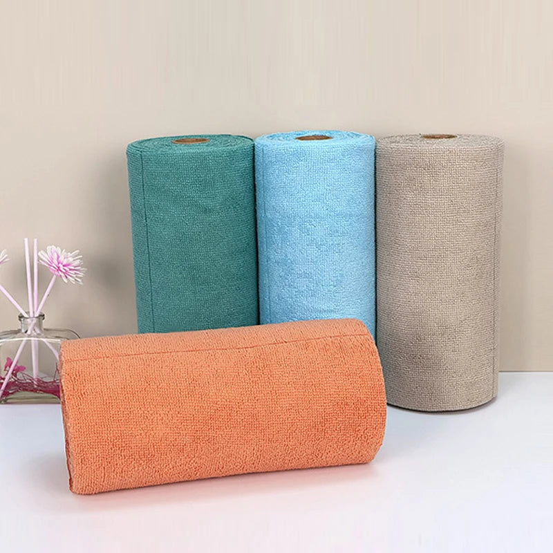 Reusable Microfiber Cleaning Towel Roll – 50-Sheet Eco-Friendly