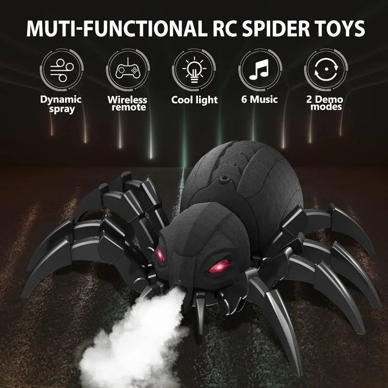 RC Spider Robot Toy – Remote-Controlled Spider with Mist Spray, Lights & Music
