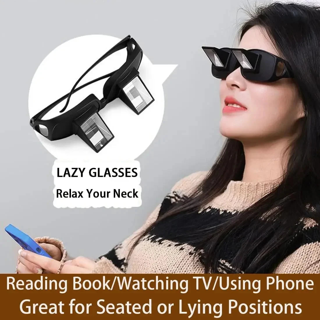 Lazy Periscope Reading Glasses – Horizontal Prism Glasses for Reading or Watching in Bed